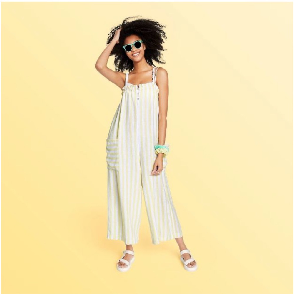 NWT Stoney Clover Lane x Target Women's Striped Jumpsuit Light Yellow XXS/0
